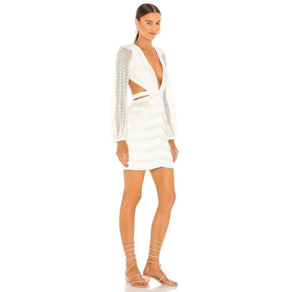 PatBO Cut-out Fringe Mini Dress White Women's Size 2 - Picture 4 of 16